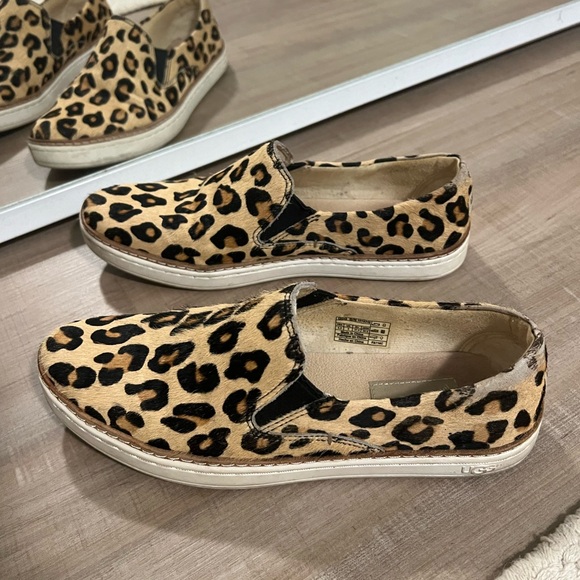 UGG Keile Calf Hair Leopard Slip On Shoes - Picture 2 of 7